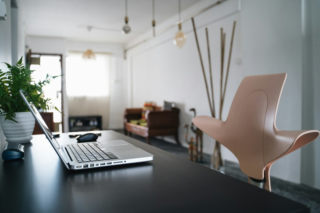 An illustrative work-from-home workspace.